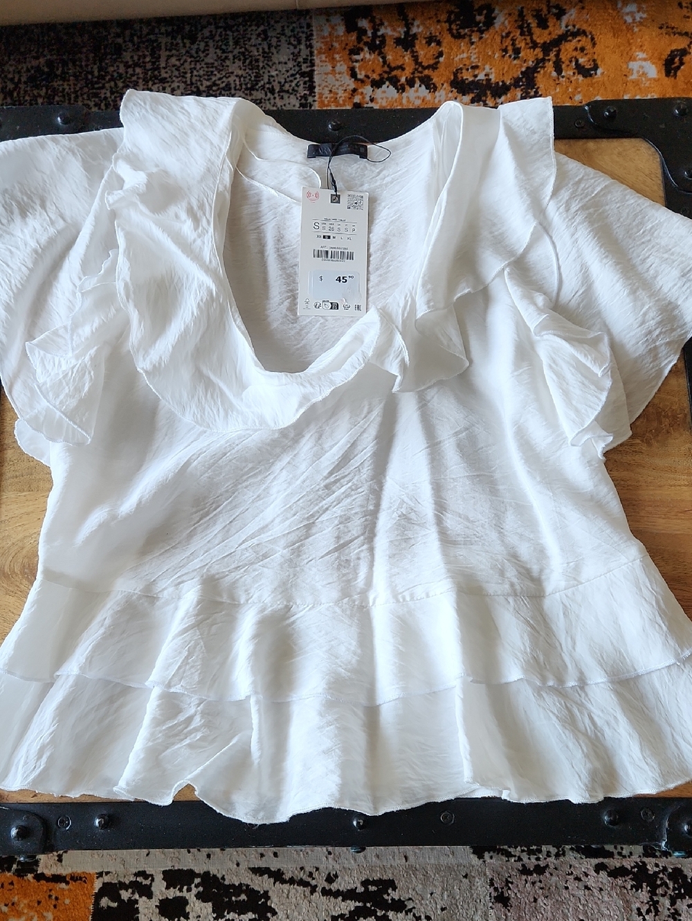 ZARA Ruffle Sleeve Peplum Blouse